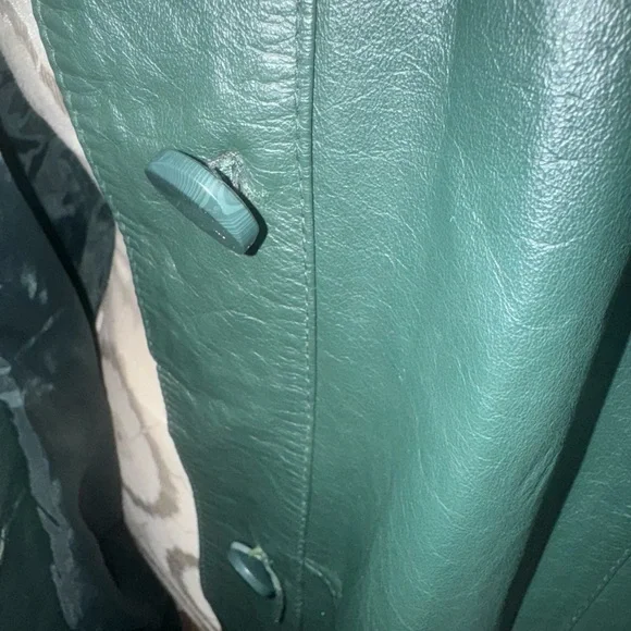 Vintage PELLE New York Milano Green Leather Women’s Coat Jacket-Size Medium - Picture 13 of 15